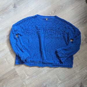 Free People Royal Blue Crochet Sweater